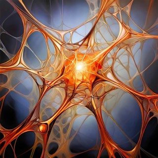Network of interconnected shapes inspired by the structure of spider silk representing strength and