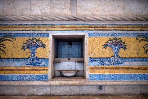 Azulejos, tiles, tile decoration, refectory, Hieronymite monastery Mosteiro dos Jerónimos, also
