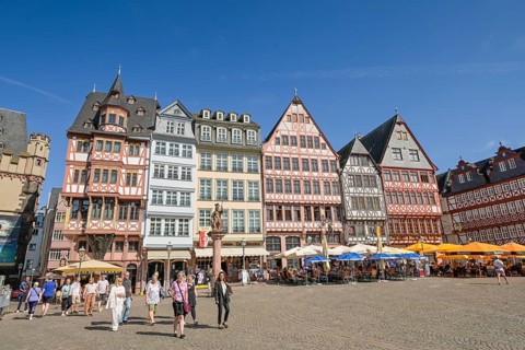 Half-timbered houses, Römerberg Ostzeile, Frankfurt am Main, Hesse, Germany, Europe