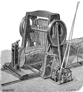 A frame saw from 1880, sawmill, woodworking, historical, digital reproduction of an original from