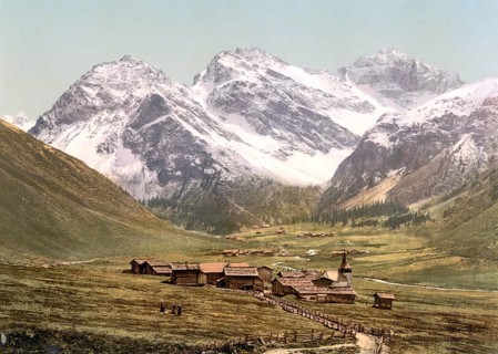 Upper Engadine, Sertigthal, Graubuenden, Switzerland, Historical, digitally restored reproduction
