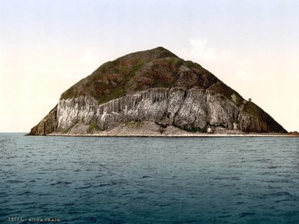 General view, Ailsa Craig, Scotland, Historic, digitally restored reproduction from a 19th century