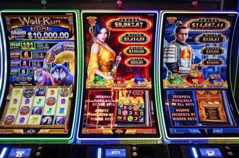 Casino gambling blackjack and slot machines waiting for gamblers and tourist to spend money.
