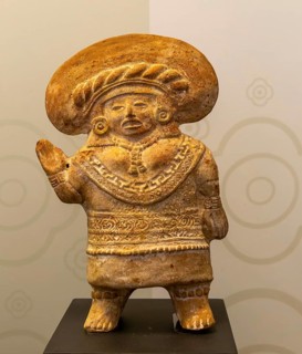 Figurine model woman with a child on her back, Jaina, Late Classic period, Mayan archaeological
