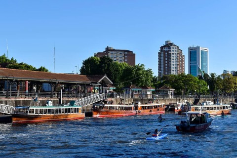 Typical passenger boats on the Rio Lujan in Tigre, the recreational area on the delta of the Rio