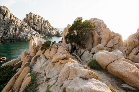 Bizarre and huge granite rocks by the sea, Spiaggia Valle della Luna, Capo Testa, near Santa Teresa