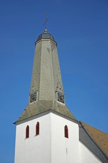 Tower of the town church built in the 16th century, Bad Laasphe, Rothaargebirge, North