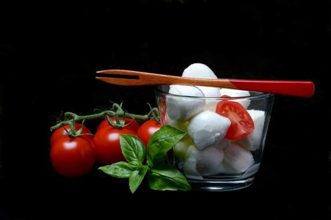 Cherry tomatoes and mozzarella cream cheese in a jar, cherry tomato
