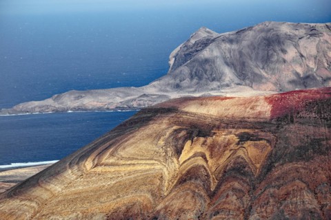Volcano and rock formations at the Mirador del Río viewpoint, designed by the artist César