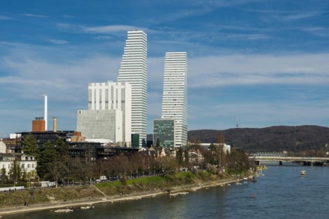 Roche Towers, architects Herzog and de Meuron, Basel, Canton of Basel-Stadt, Switzerland, Europe
