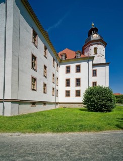 Baroque church, baroque castle church of St Trinitatis at Christiansburg Castle, castle park,