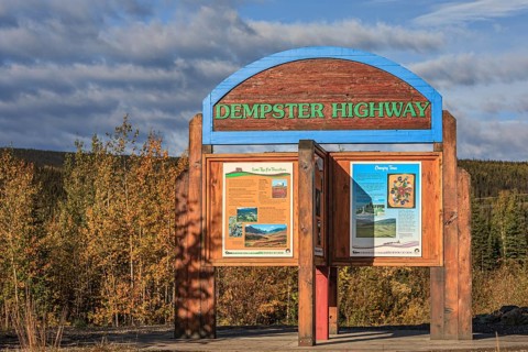 Information sign, information board, Dempster Highway, Yukon, Canada, North America