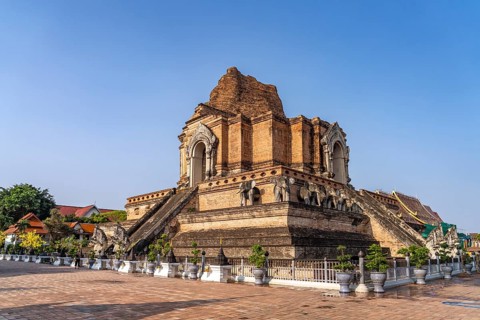 The great stupa of Wat Chedi Luang, Chiang Mai, Thailand, Asia