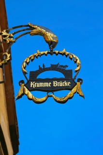 Historic old town, pub sign, Krumme Brücke restaurant, restaurant, university town, Tübingen,