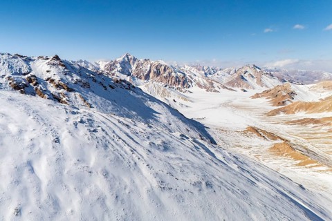 Winter landscape of the Pamir Plateau, Jarty Gumbez, Gorno-Badakhshan Province, Tajikistan, Central