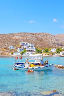 Fishing boat, Karavostasi village, Folegandros Island, Cyclades Islands, Greece, Europe