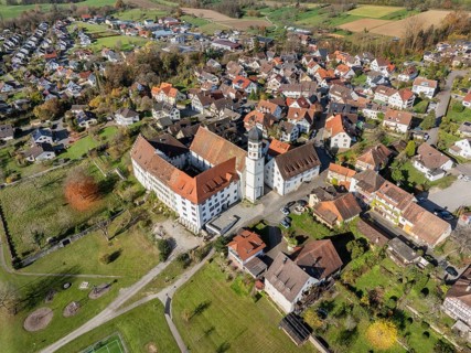 Aerial view of the former Augustinian canons' monastery and collegiate church in the Höri community