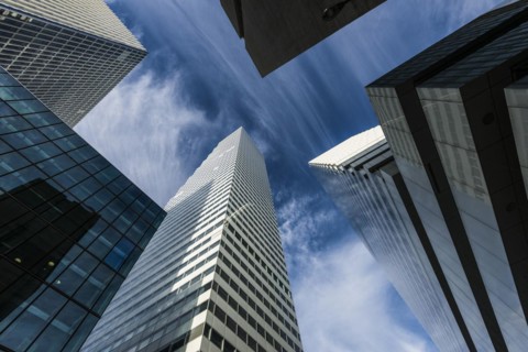 Modern architecture, high-rise buildings, Roche Towers, architects Herzog and de Meuron, Basel,