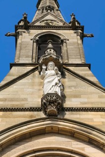 Cemetery Unter den Linden, neo-Gothic St Catherine's Church, place of worship, sacral architecture,