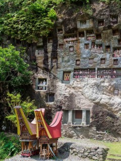 Ancient tombs, rock tombs, Lemo, Tana Toraja, Sulawesi, Indonesia, Asia