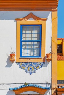 Traditional building facade, Aveiro, Portugal, Europe