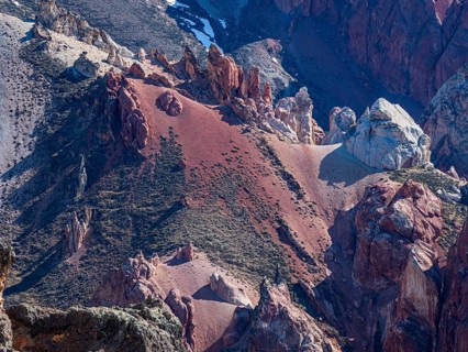 Colorful rock formations in the Valle Lunar, section of the Jeinimeni National Park, Patagonia,