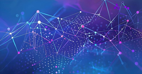 Artificial intelligence, lines, dots and pattern, vibrant blue and purple hues, abstract wallpaper
