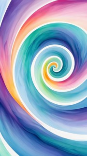 Spiral shape that slowly expands, rotates, and shifts colors in a soft gradient, invoking a