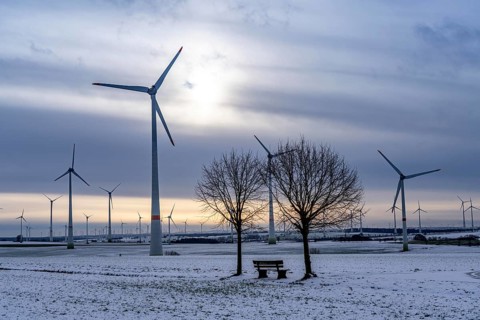 Wind farm, north of Lichtenau, self-proclaimed energy town, over 190 wind turbines and over 1200