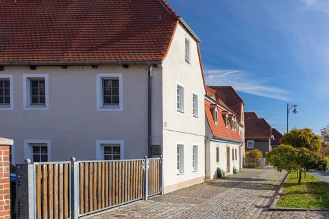 Historic development in Altriesa with farmhouses, Riesa, Saxony, Germany, Europe
