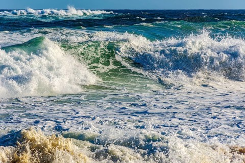 Waves on a rough sea day at Ipanema beach in Rio de Janeiro Rio de Janeiro, Ipanema beach, RJ,