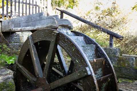 Upper water wheel of the Zschonermühle, Dresden, Saxony, Germany, Europe