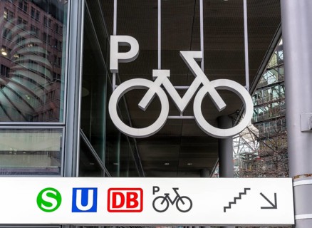 Access to the car park for bicycles, redesigned Potsdamer Platz station, Sony Center, Berlin,