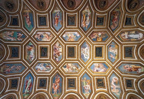 Coffered ceiling, Te Palace - Palazzo del Te, Mantova - Mantua, Italy, Europe