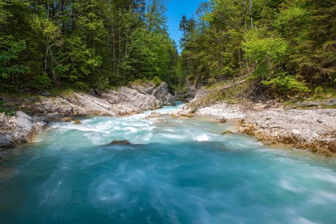 Rissbach stream in spring, Rissbach gorge near Hinterriss, Hinterriss, Bavaria, Germany, Europe