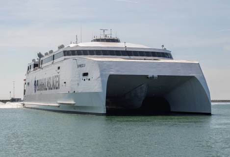 The Bornholm line's ferry Express 5 is the world's largest catamaran ferry and operates the line