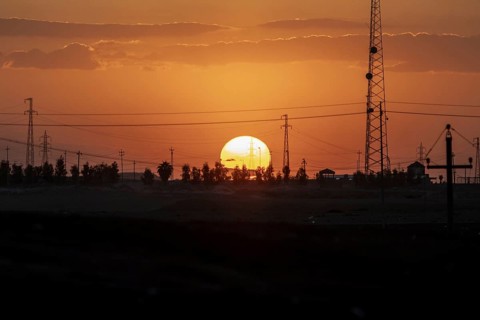 Sonnenuntergang auf dem Weg nach Erbil, 09.03.2023