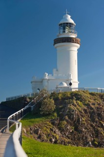 Lighthouse, architecture, design, building, blue sky, seafaring on the coast of Byron bay,