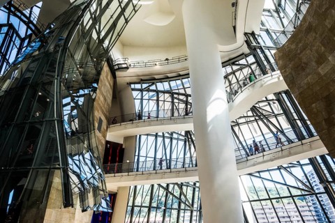 Guggenheim Museum, architect Frank Gehry, entrance hall, interior view, Bilbao, Basque Country,