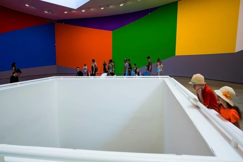 Guggenheim Museum, architect Frank Gehry, interior view, artist Sol Lewitt, Bilbao, Basque Country,