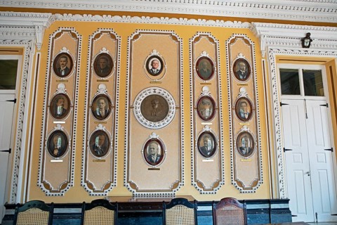 Mayor's office, former town hall on Dom Pedro II square, interior view, Manaus, Amazonas state,