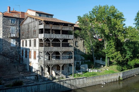 Maringues village. The Grande Tannerie operated until 1879, it is listed as a Historic Monument.
