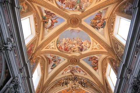 Ceiling of the church in the Certosa di San Martino on Vomero above Naples, Campania, Italy, Europe