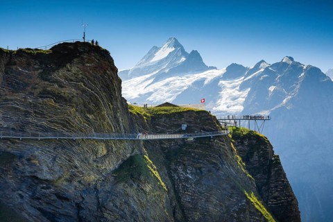 Schreckhorn, 4078 m, First cliff path, Switzerland, Europe