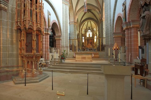 Interior view of St. Peter's Cathedral, Fritzlar, Hesse, Germany, Europe