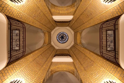 Interior shot, view of the bell tower, French Cathedral, Gendarmenmarkt, Berlin, Germany, Europe