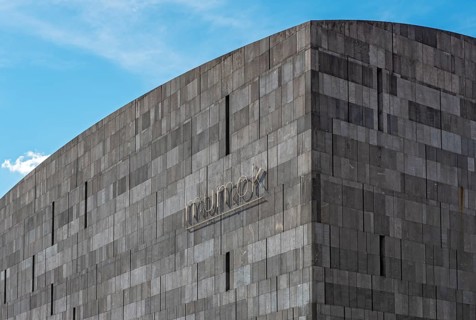 Detail of Basalt-lava stone facade of MUMOK, Museum Moderner Kunst or Museum of Modern Art,