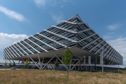 Modern Adidas administration building, Herzogenaurach, Middle Franconia, Bavaria, Germany, Europe