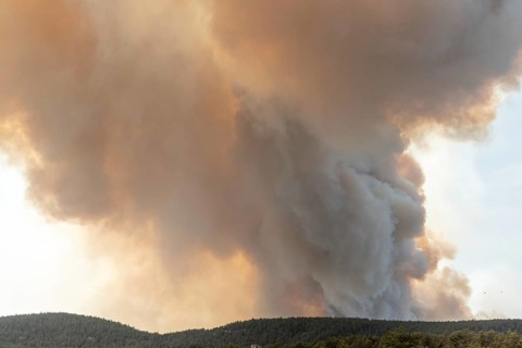 Forest fire wreaks havoc on causse de sauveterre. Montuejols, Aveyron, Cevennes, France, Europe
