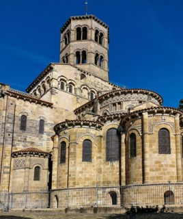 Issoire. Roman church Saint Austremoine. Puy de Dome department. Auvergne Rhone Alpes, France,